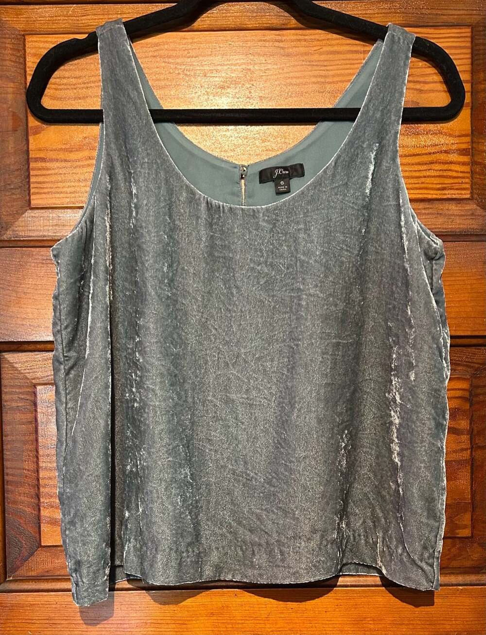 J. Crew Soft Blue Velvet Scoop Neck Sleeveless Tank Top Size 6